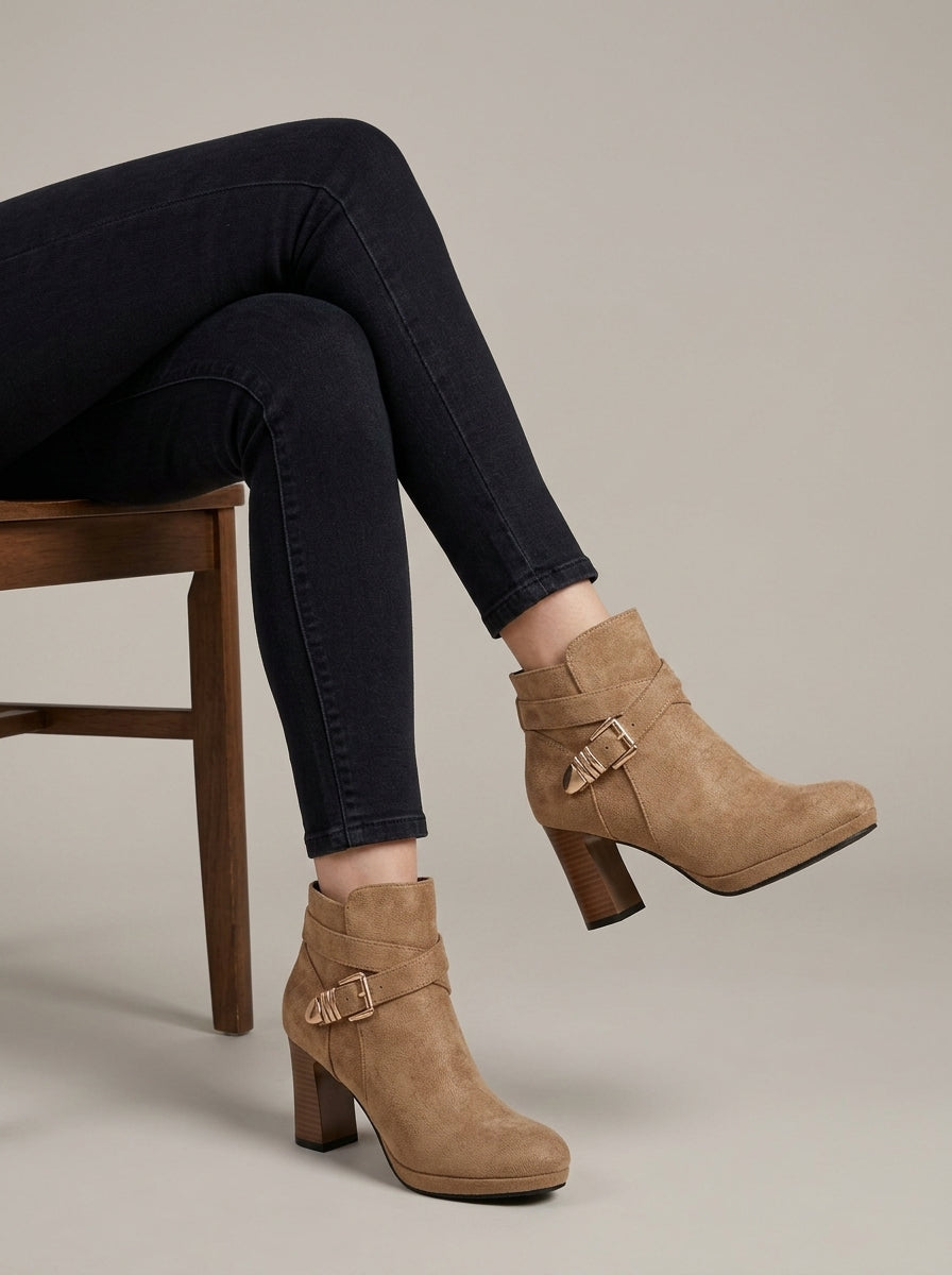 Women's Ankle Boots Suede - Block Heel - Platform - Chelsea Style