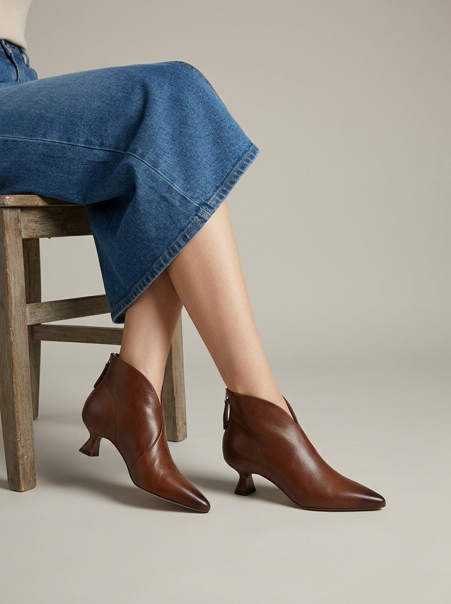 Women's Ankle Boots - Pointed Toe Kitten Heels