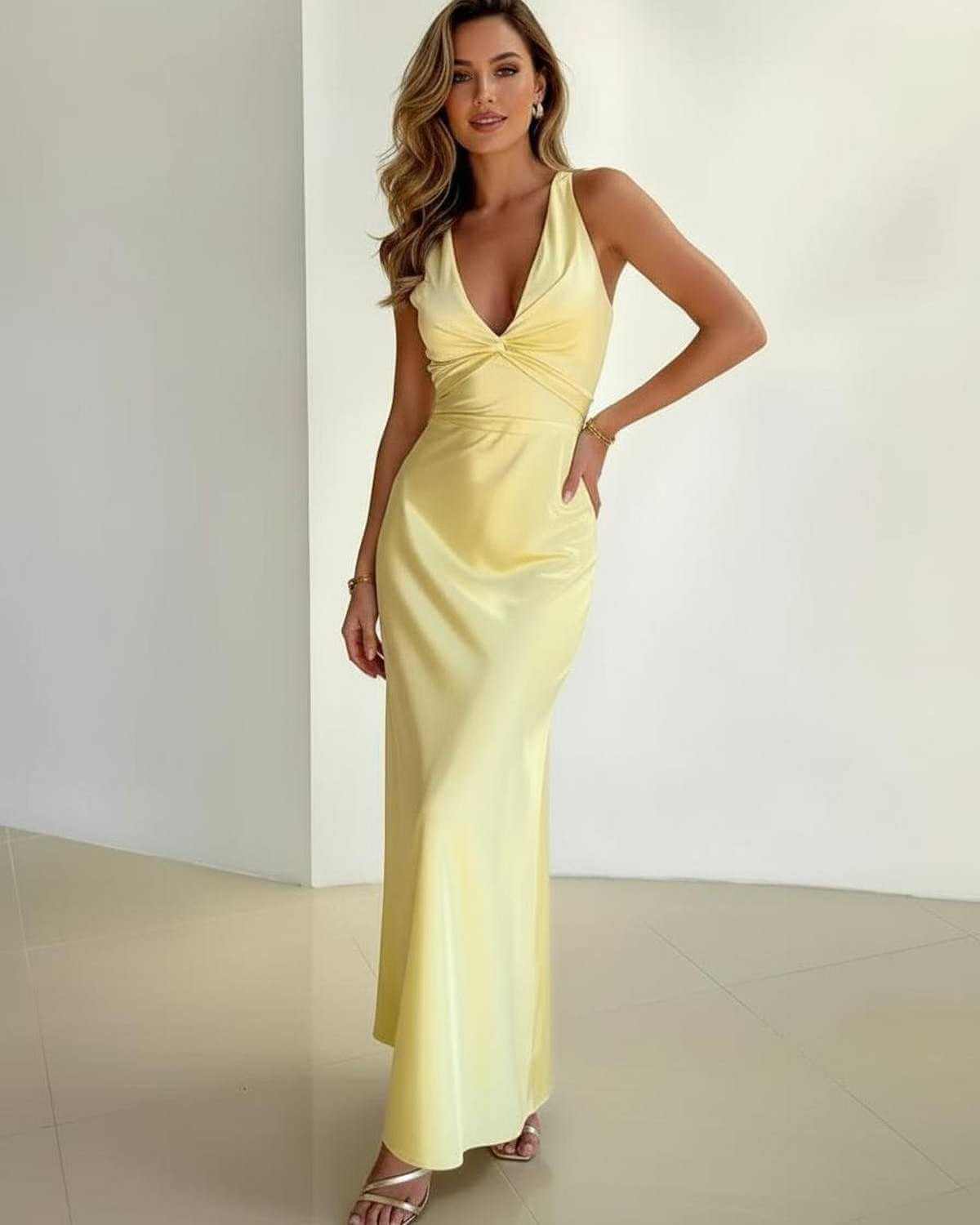 Calista | Elegant Twist Front Maxi Dress