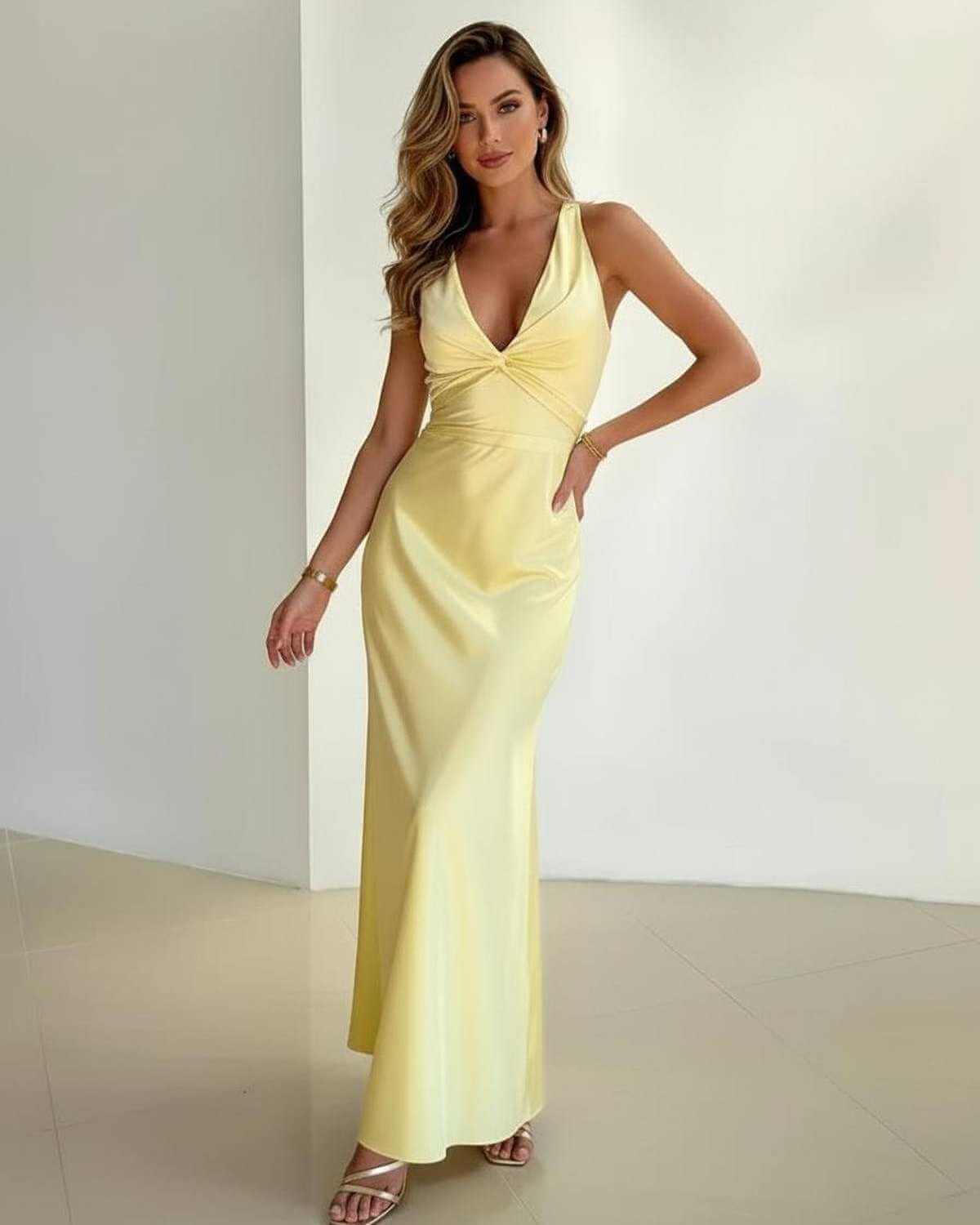 Calista | Elegant Twist Front Maxi Dress