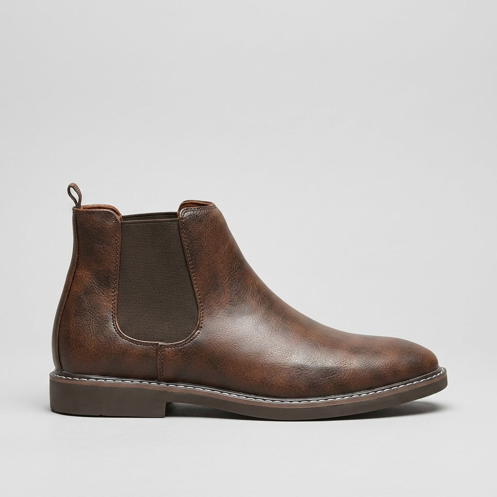 Men's Chelsea Boots Leather Ankle Elastic Gusset Pull Tab
