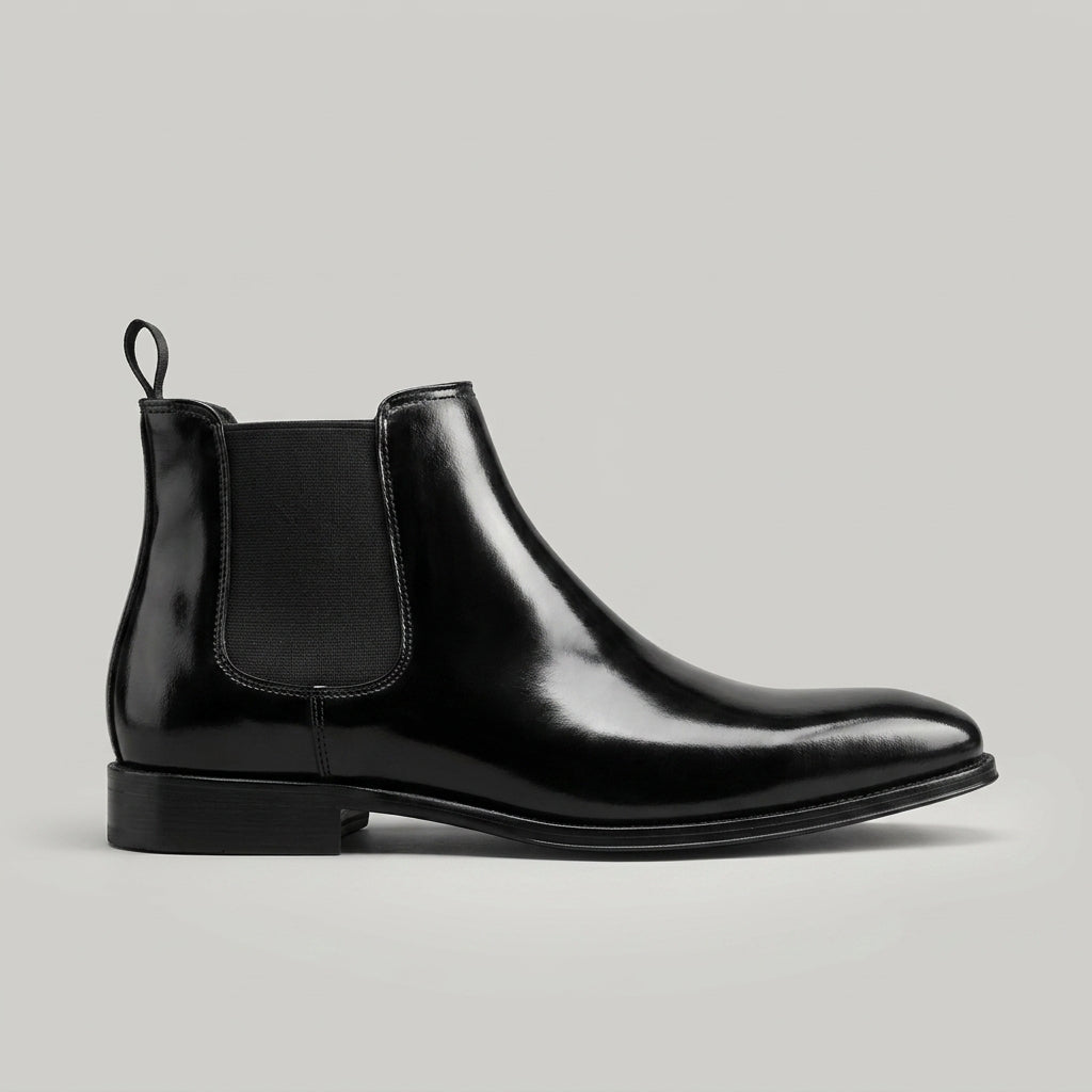 Men's Leather Chelsea Boots - Pointed Toe Pull-On