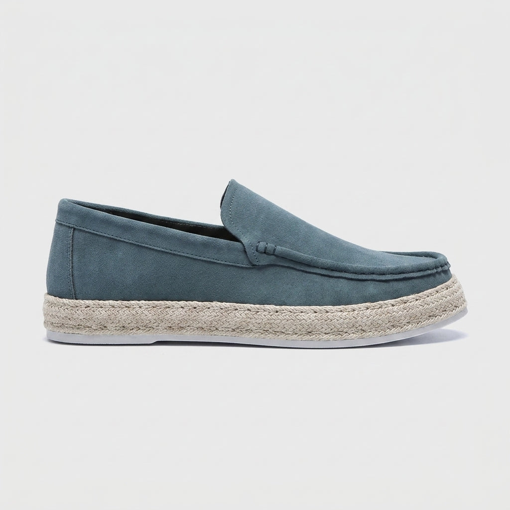 Men's Slip-On Loafers - Suede-Effect - Espadrille Sole - Moc Toe