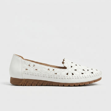 Women's Flats Perforated Floral Cutout Slip-On Round Toe Scalloped