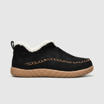 Women's Suede Shearling-Lined Slippers - Round Toe