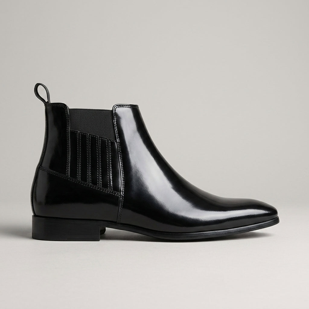 Men's Ankle Boots Pointed Toe Chelsea Low Block Heel