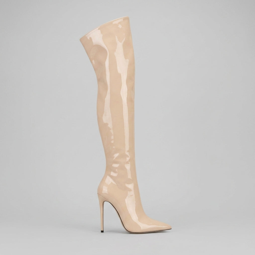 Women's Over-the-Knee Boots - Stiletto Heel - Side Zip Closure