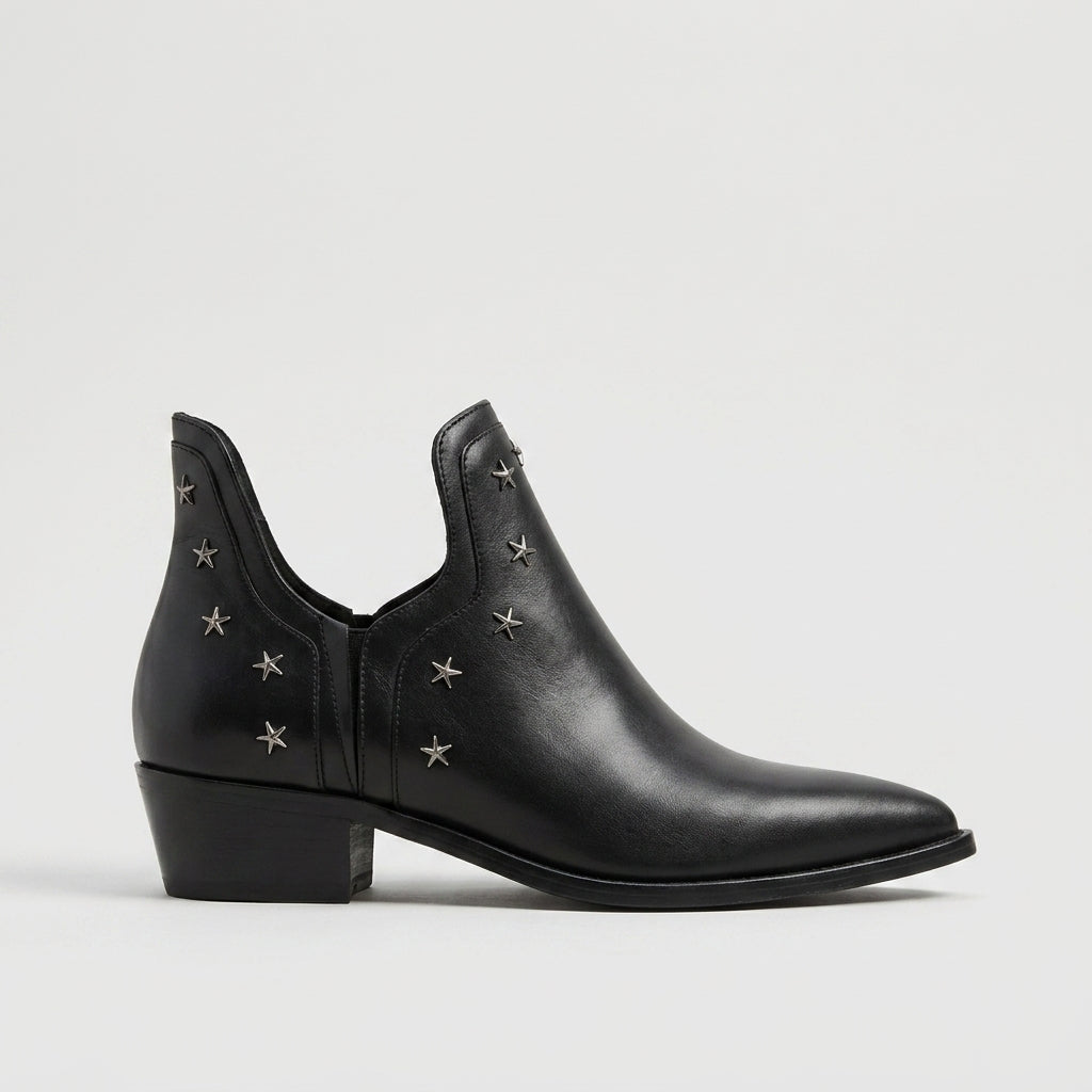 Women's Ankle Boots - Star Stud Chelsea - Block Heels