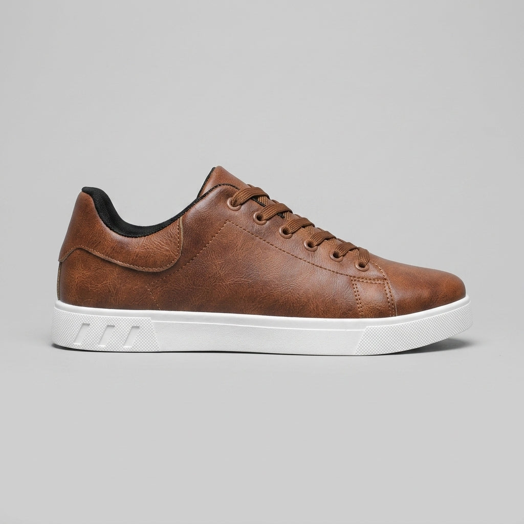 Men's Sneakers Low-Top - Lace-Up - Round Toe - White Platform