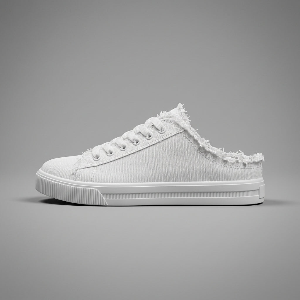 Women's Sneakers Lace-Up Low-Top Frayed Canvas Platform Sole