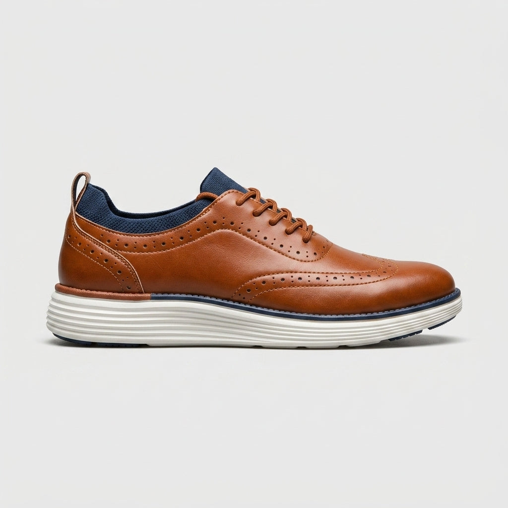 Men's Sneakers Wingtip-Detail Lace-Up Low-Top Flexible-Sole