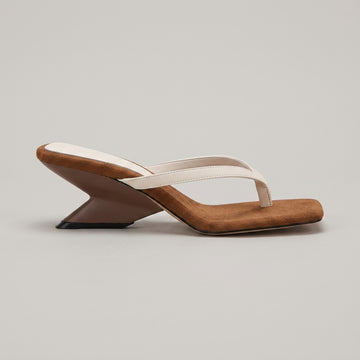 Women's Thong Sandals - Square Toe Sculpted Heel