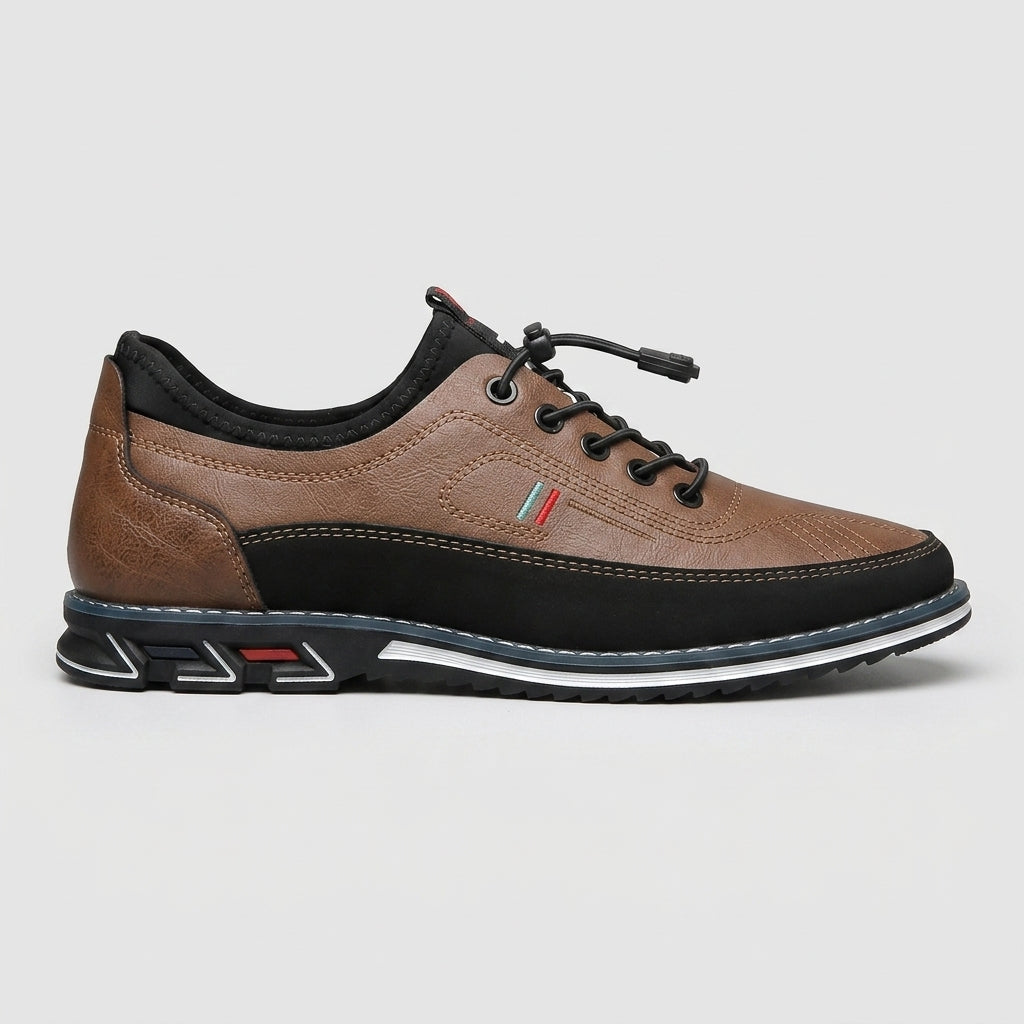 Men's Leather Toggle Lace Sneakers - Round Toe