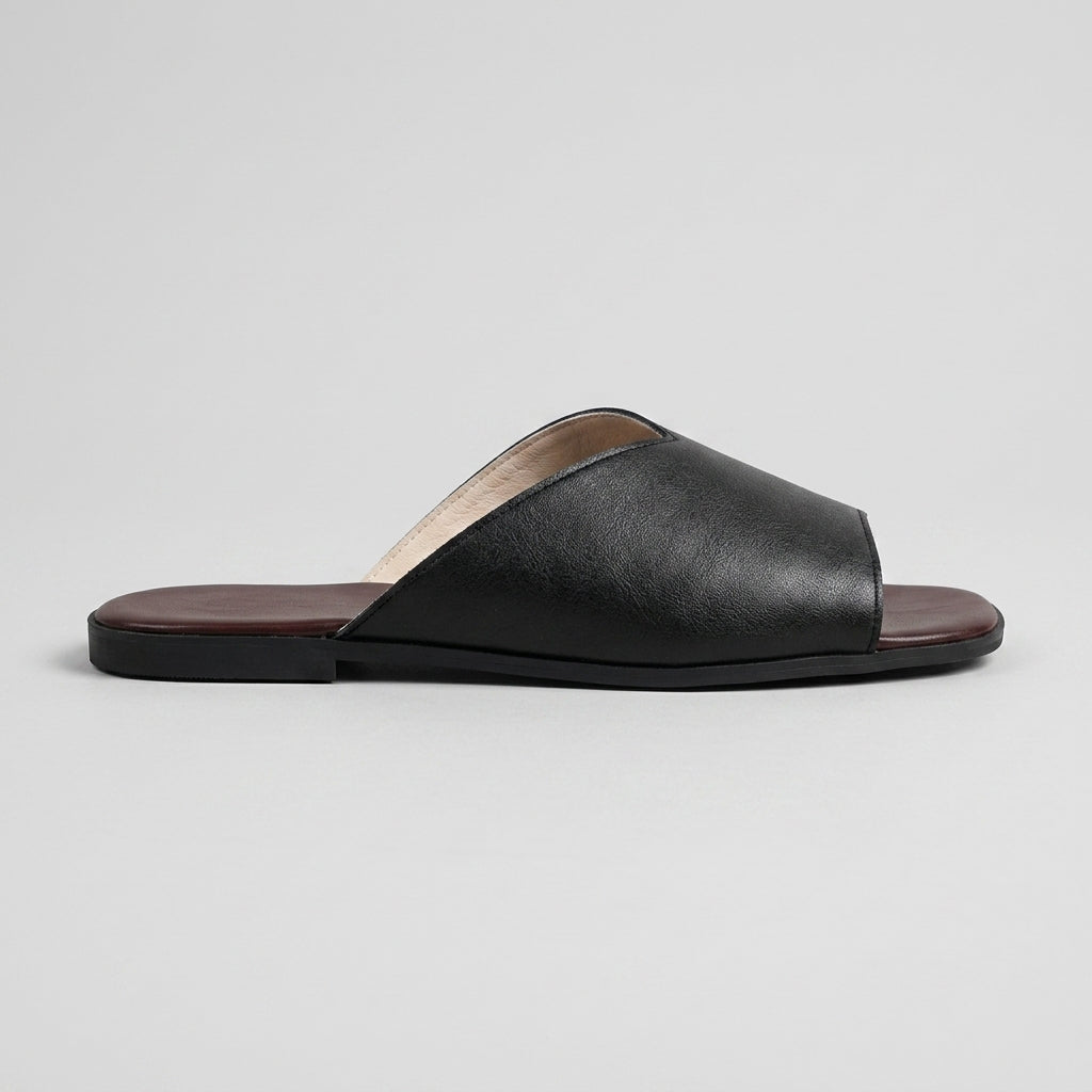 Women's Flat Slide Sandals - Open Toe Wide Strap