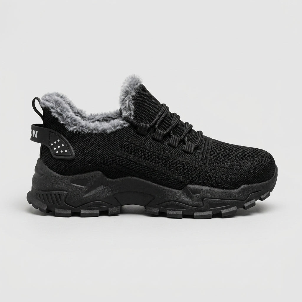 Women's Sneakers Mesh Knit Faux Fur Lined Platform Lace-Up
