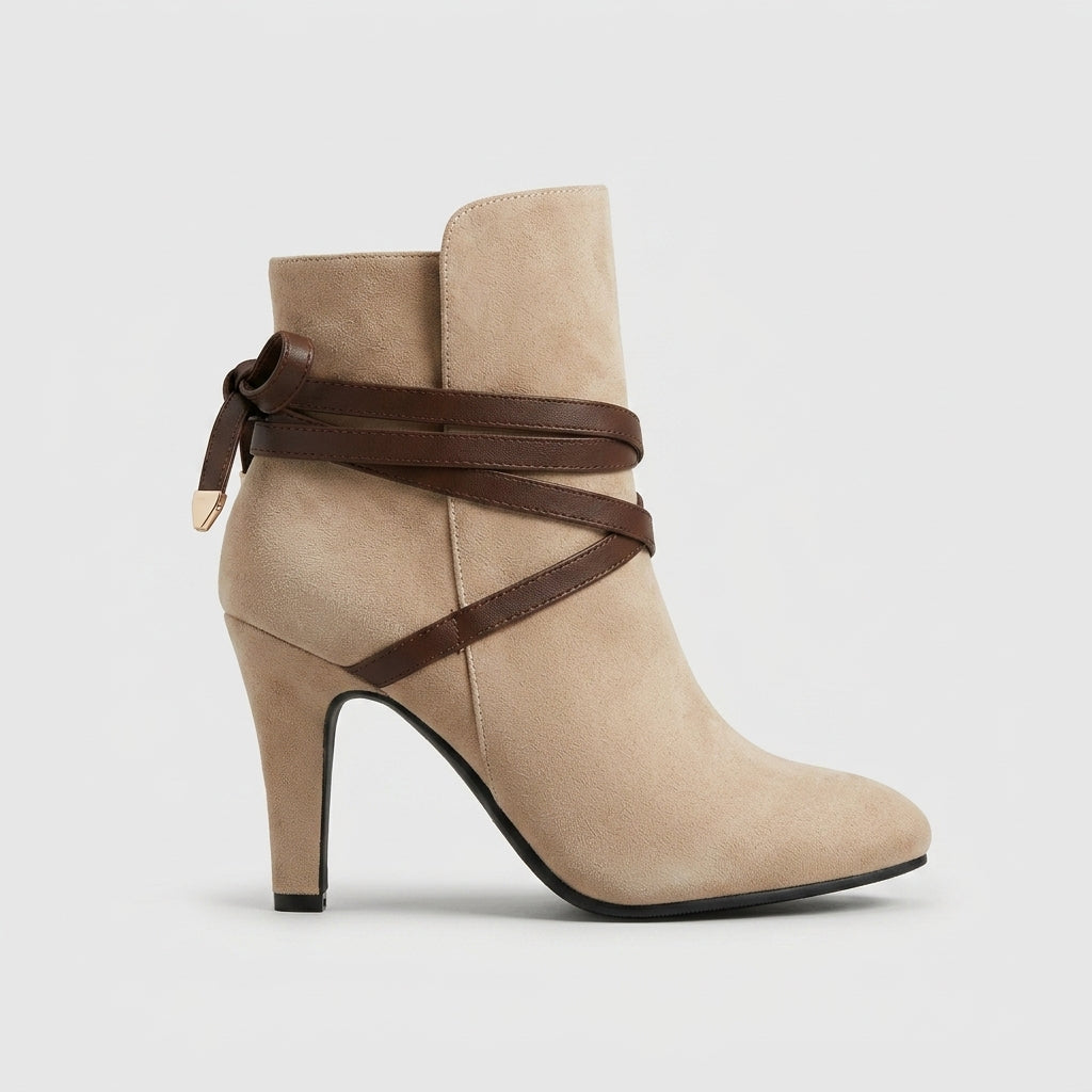 Women's Ankle Boots - Pointed Toe - Kitten Heels - Side Zip
