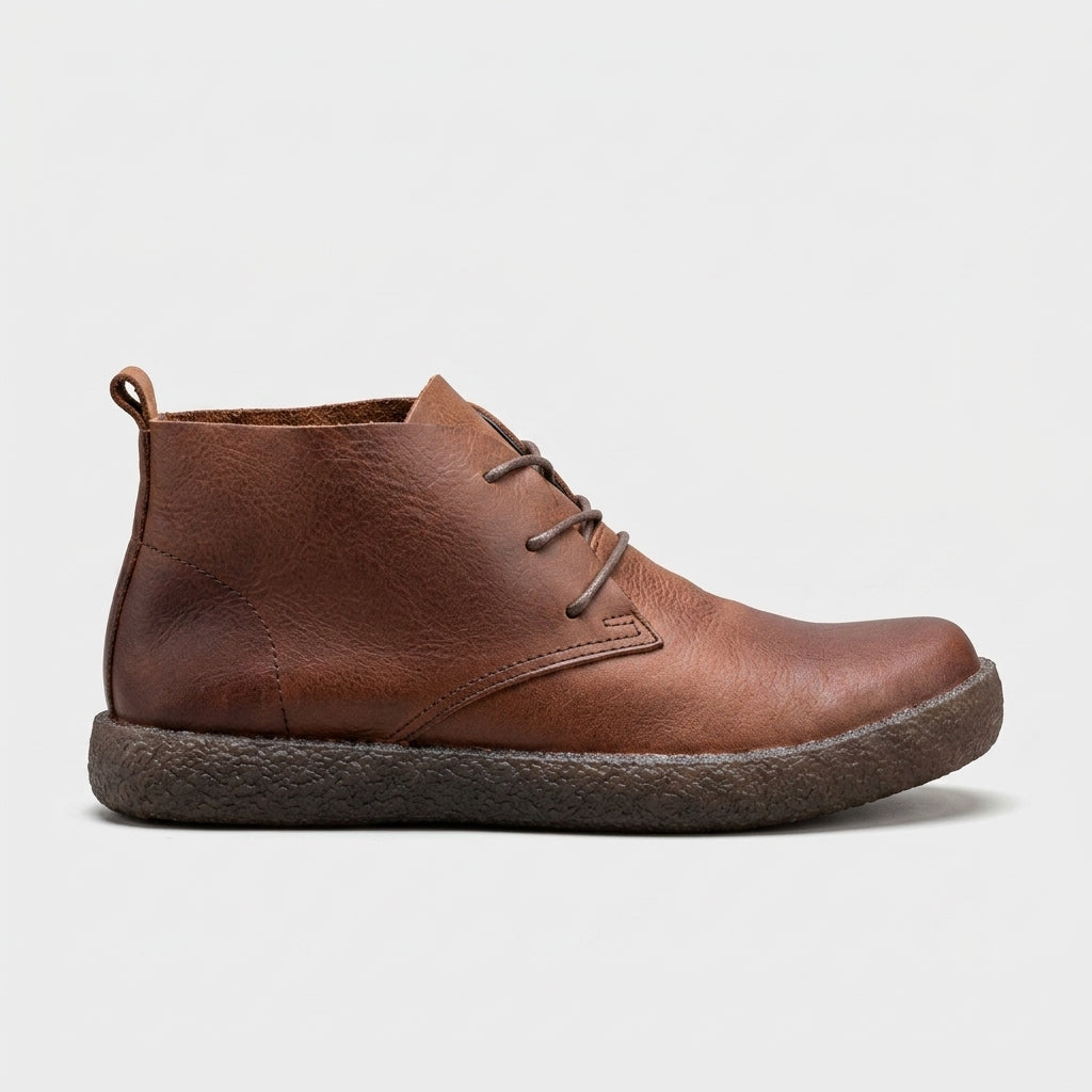 Men's Chukka Boots - Lace-Up - Platform Sole - Leather Upper