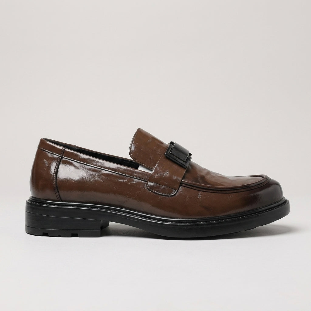 Men's Penny Loafers - Patent Leather - Slip-On - Low Heel