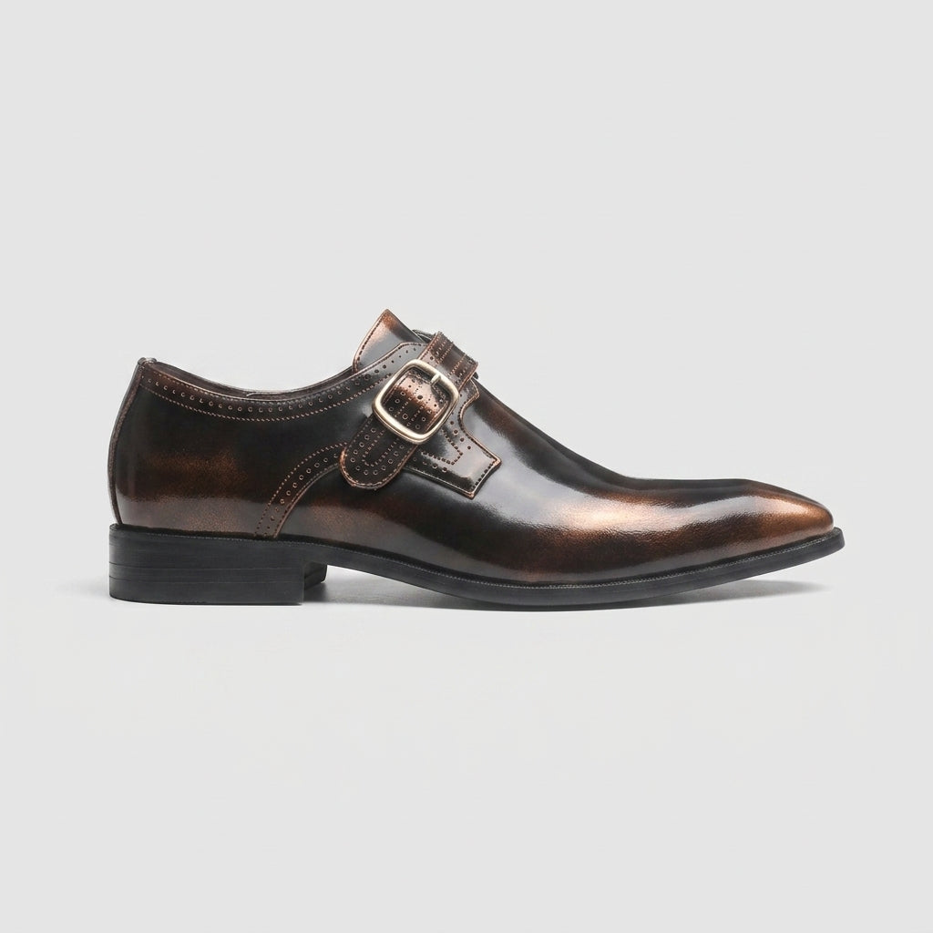 Men's Monk Strap Shoes - Pointed Toe Buckle Fastening