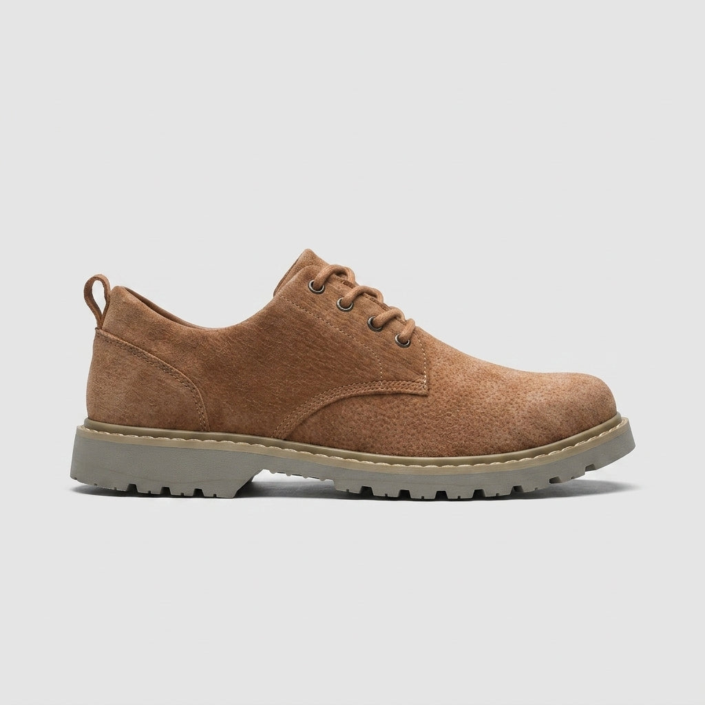 Men's Suede Derby Shoes - Round Toe Lace-Up