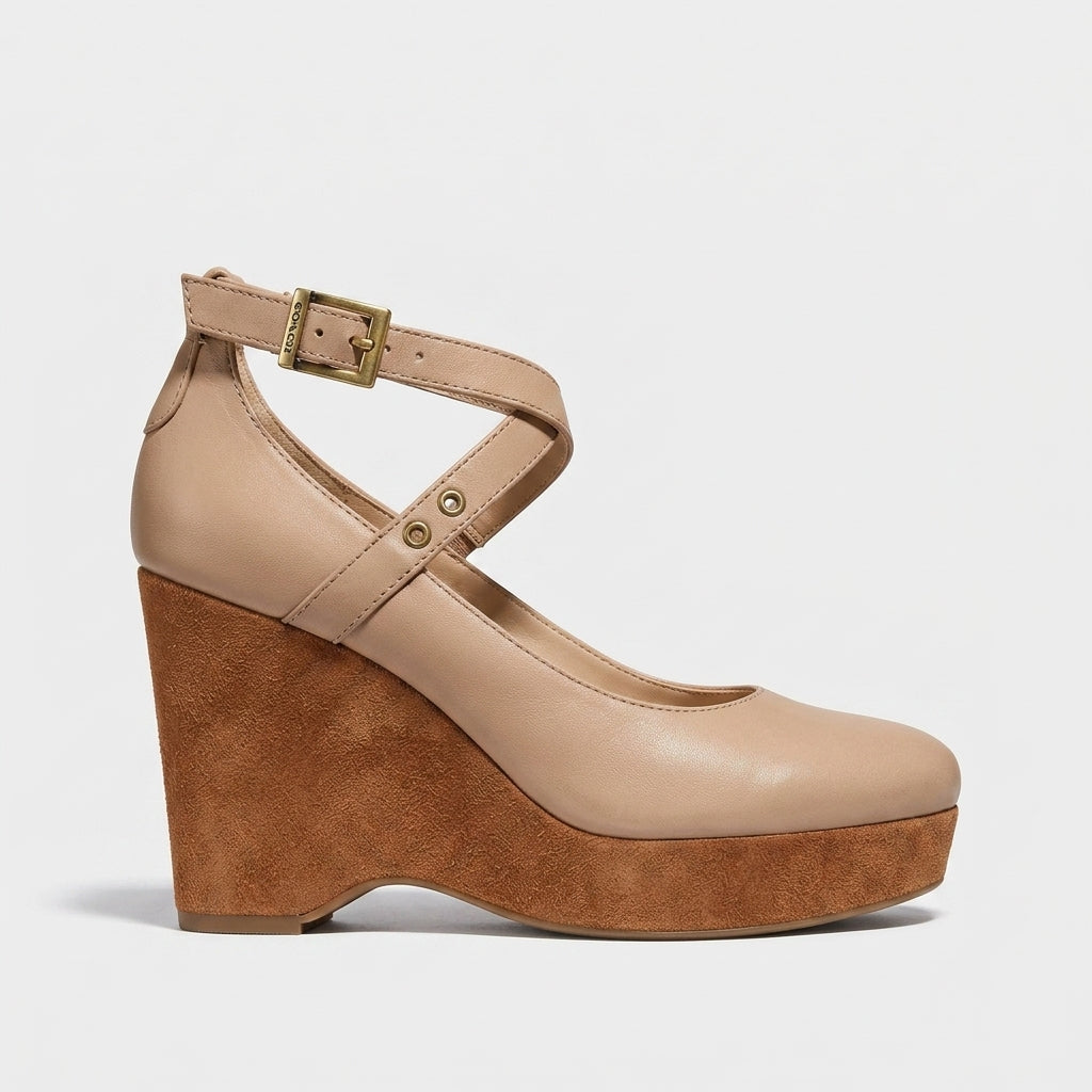 Women's Platform Heels - Closed-Toe Ankle-Strap Block Heel