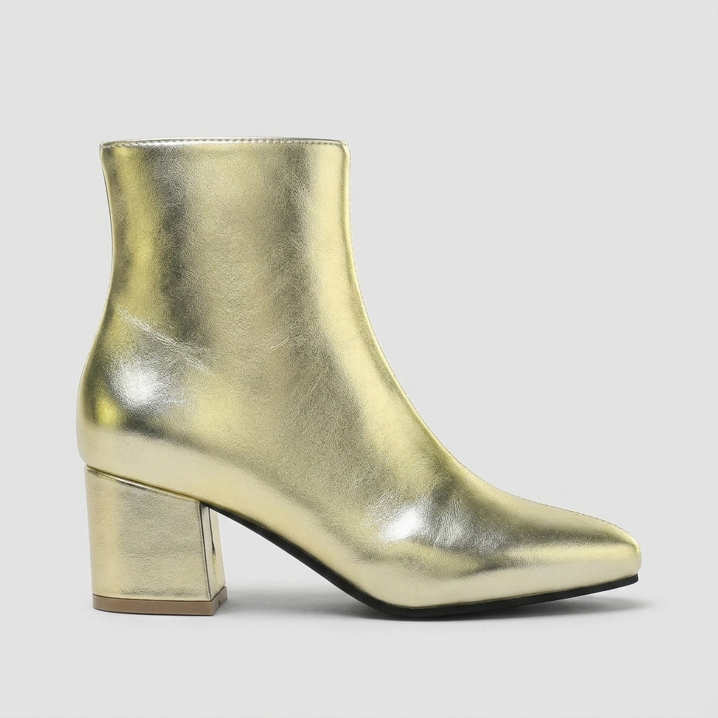Women's Ankle Boots Pointed Toe Block Heel Side Zip