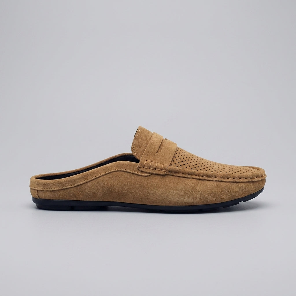 Men's Suede Perforated Driving Loafers - Moc Toe