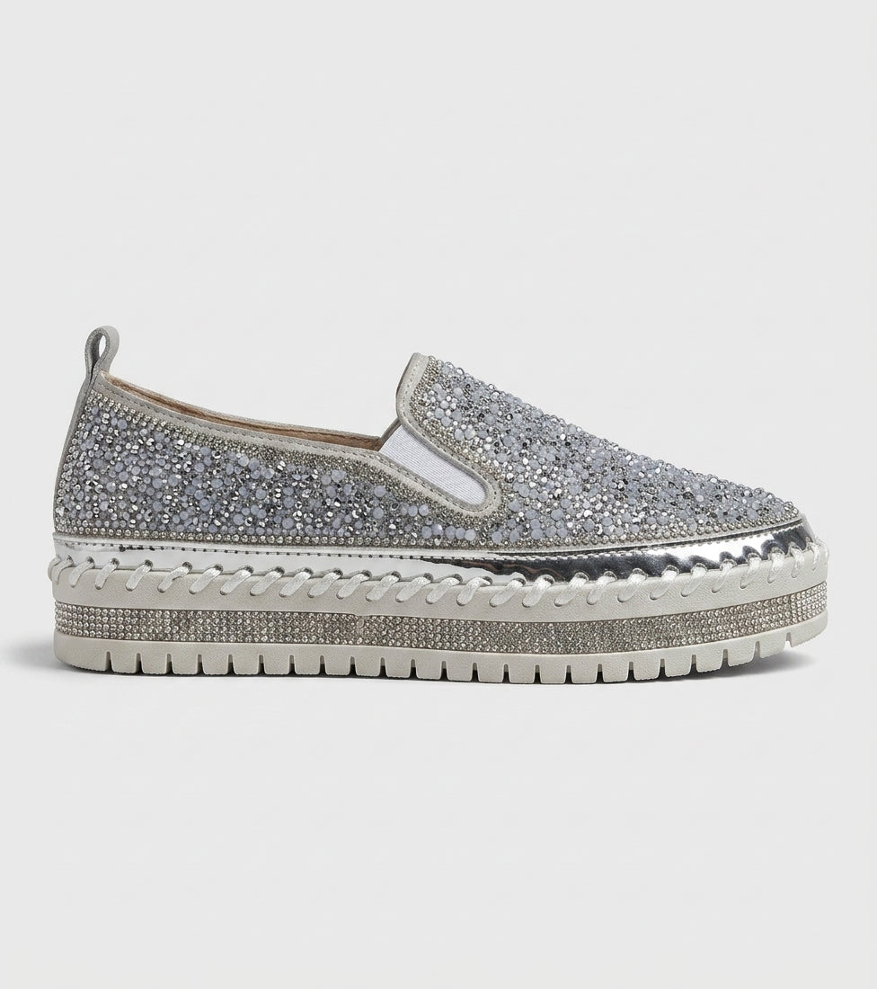 Women's Platform Flats Slip-On Chunky Sole Round Toe