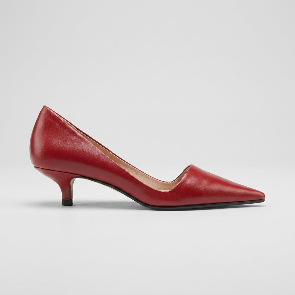 Women's Kitten Heels - Pointed Toe - Slip-On Court Shoes
