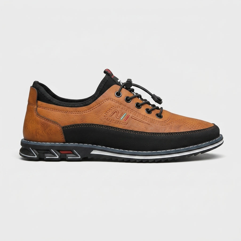 Men's Leather Toggle Lace Sneakers - Round Toe