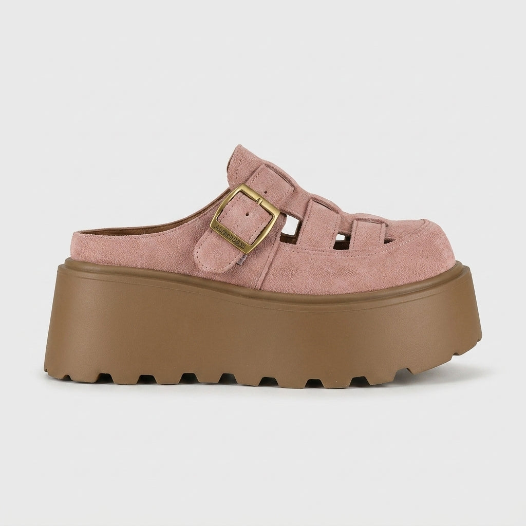 Women's Sandals - Closed-Toe Platform - Buckle Fastening