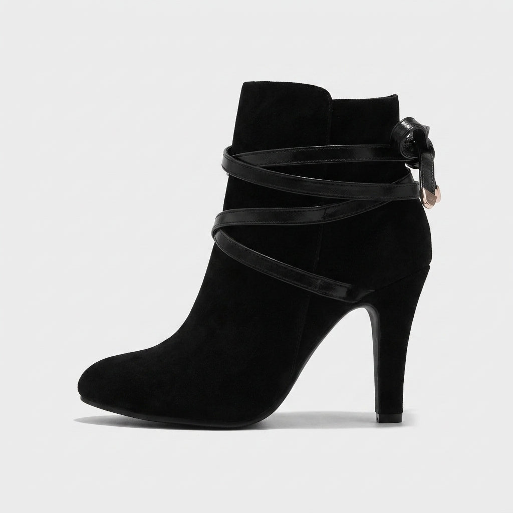 Women's Ankle Boots - Pointed Toe - Kitten Heels - Side Zip