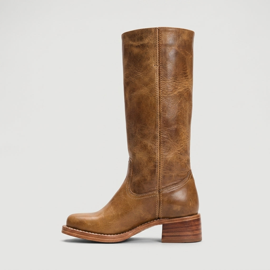 Women's Knee High Boots - Square Toe Block Heel