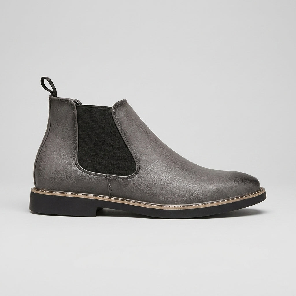 Men's Chelsea Boots Leather Ankle Elastic Gusset Pull Tab