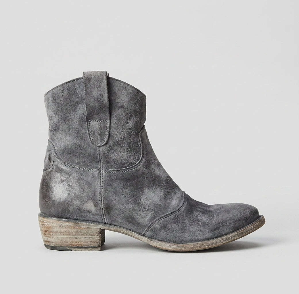Women's Ankle Boots - Suede - Block Heel - Side Zip - Mid Calf