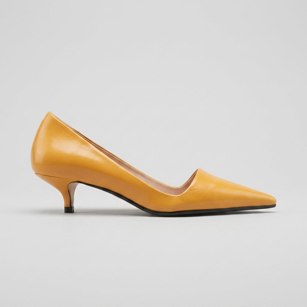 Women's Kitten Heels - Pointed Toe - Slip-On Court Shoes