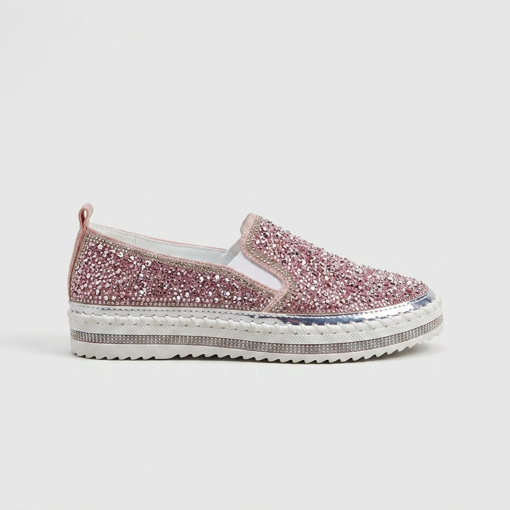 Women's Platform Flats Slip-On Chunky Sole Round Toe
