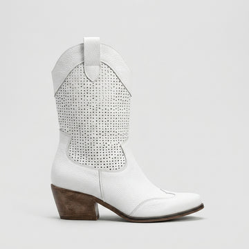 Women's Suede Western Boots - Pointed Toe Block Heel