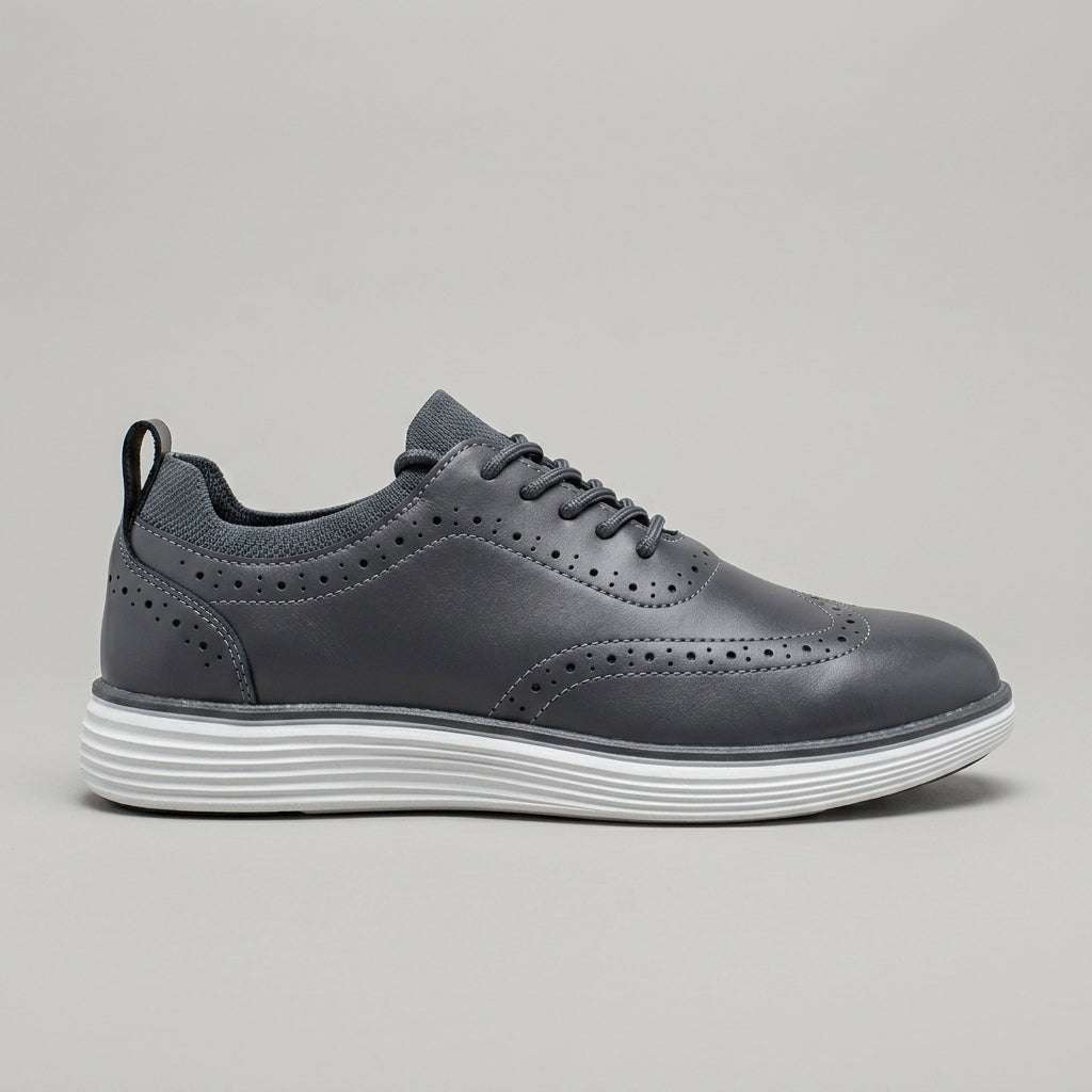 Men's Sneakers Wingtip-Detail Lace-Up Low-Top Flexible-Sole