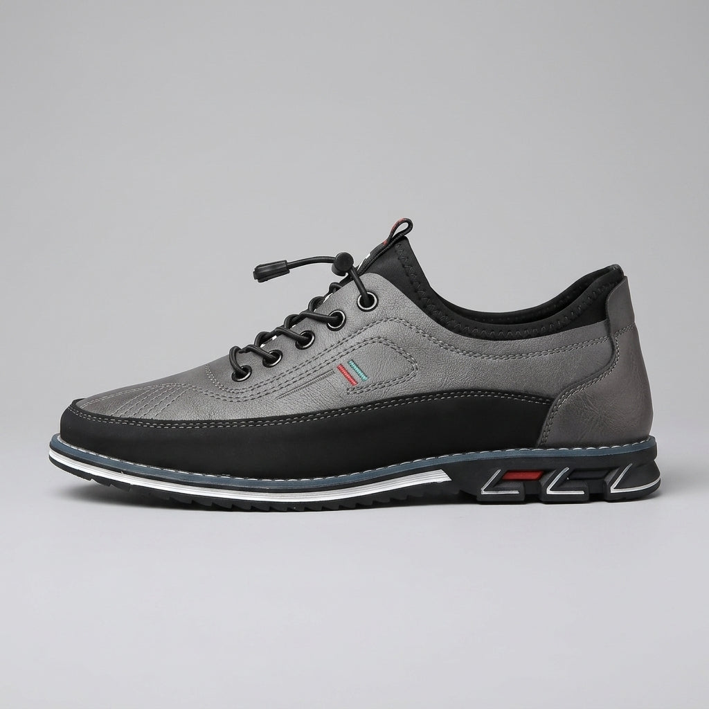 Men's Leather Toggle Lace Sneakers - Round Toe