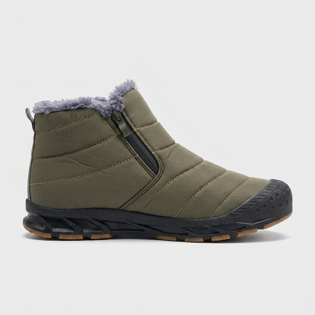 Women's Fur-Lined Snow Boots - Round Toe Side Zip