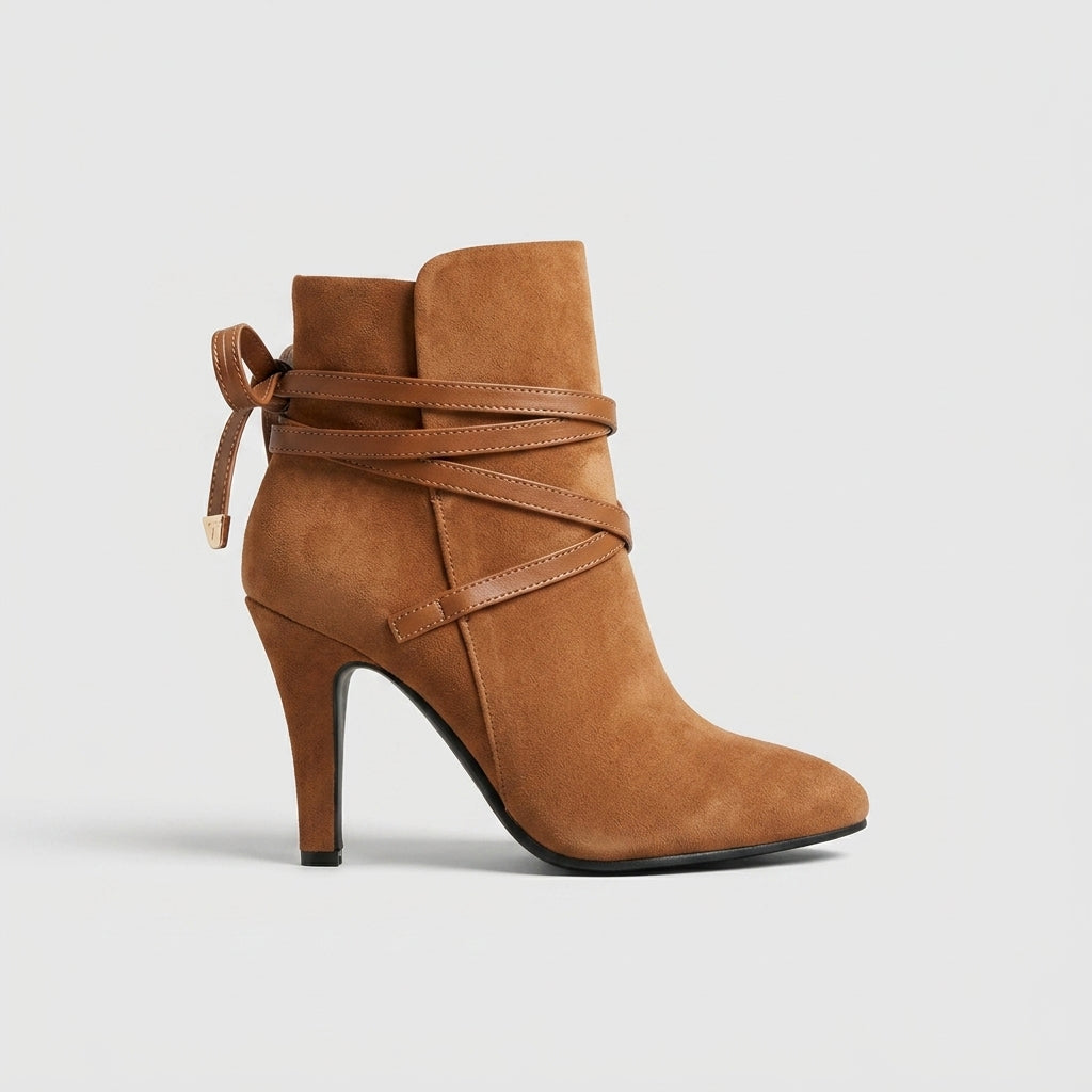 Women's Ankle Boots - Pointed Toe - Kitten Heels - Side Zip
