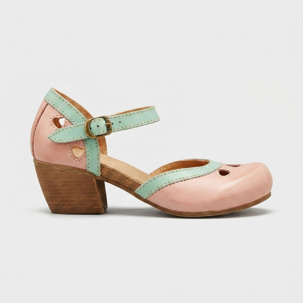 Women's Mary Jane Heels - Round Toe - Block Heel - Ankle Strap