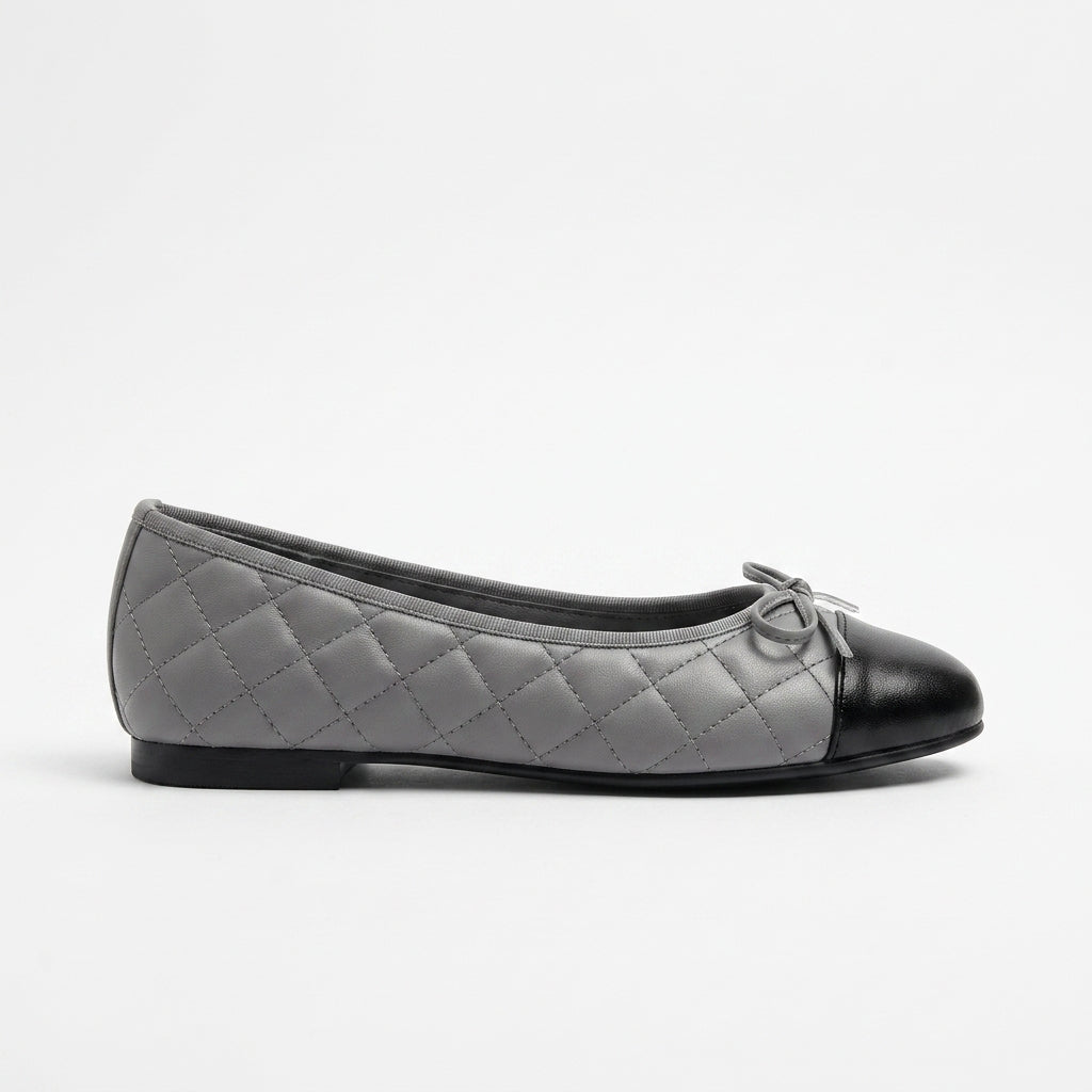 Women's Flats Quilted Cap Toe Bow Detail Slip-On Ballet