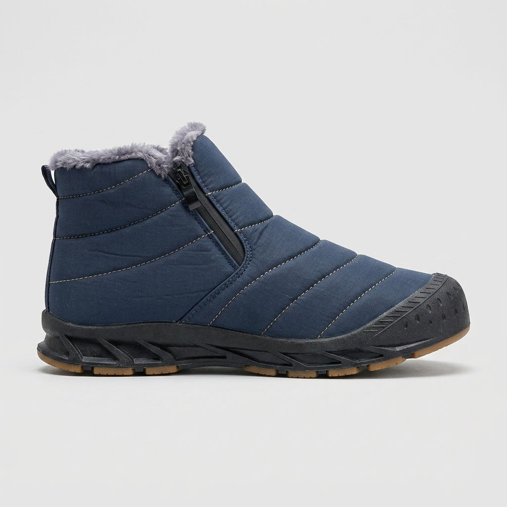 Women's Fur-Lined Snow Boots - Round Toe Side Zip
