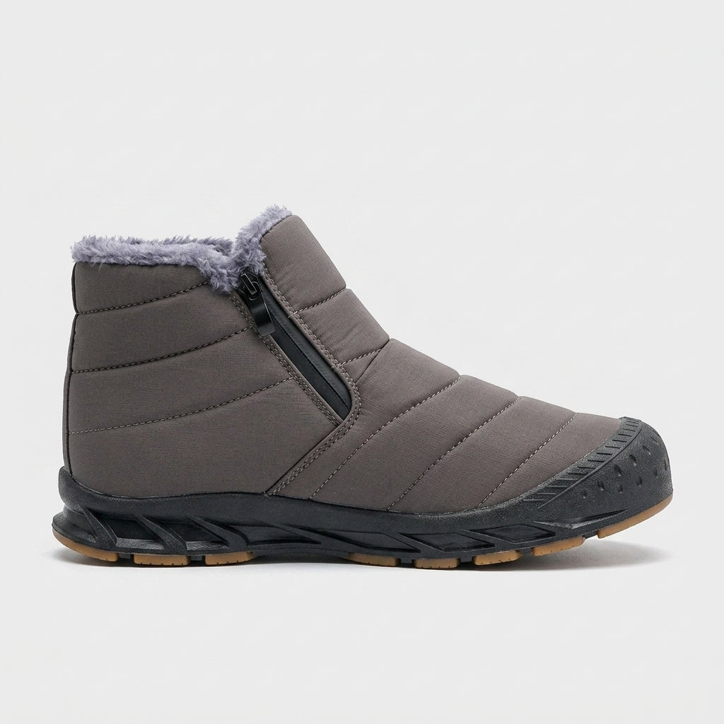 Women's Fur-Lined Snow Boots - Round Toe Side Zip