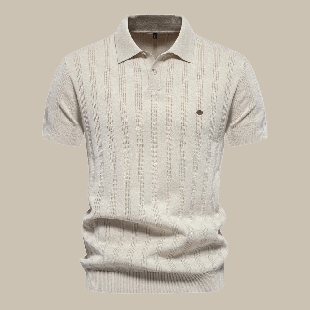 Men's Short-Sleeved Polo Shirt – Classic Collar with Button Placket Design