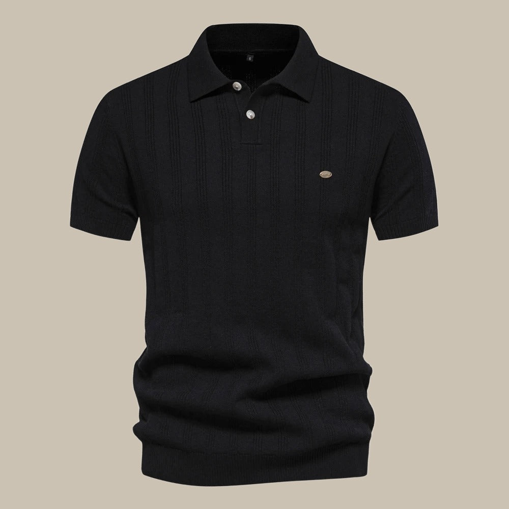 Men's Short-Sleeved Polo Shirt – Classic Collar with Button Placket Design