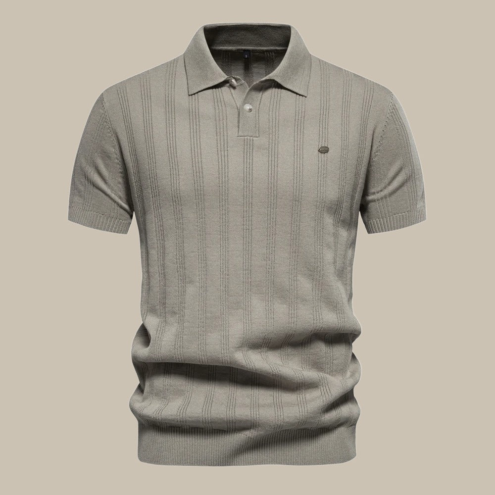 Men's Short-Sleeved Polo Shirt – Classic Collar with Button Placket Design