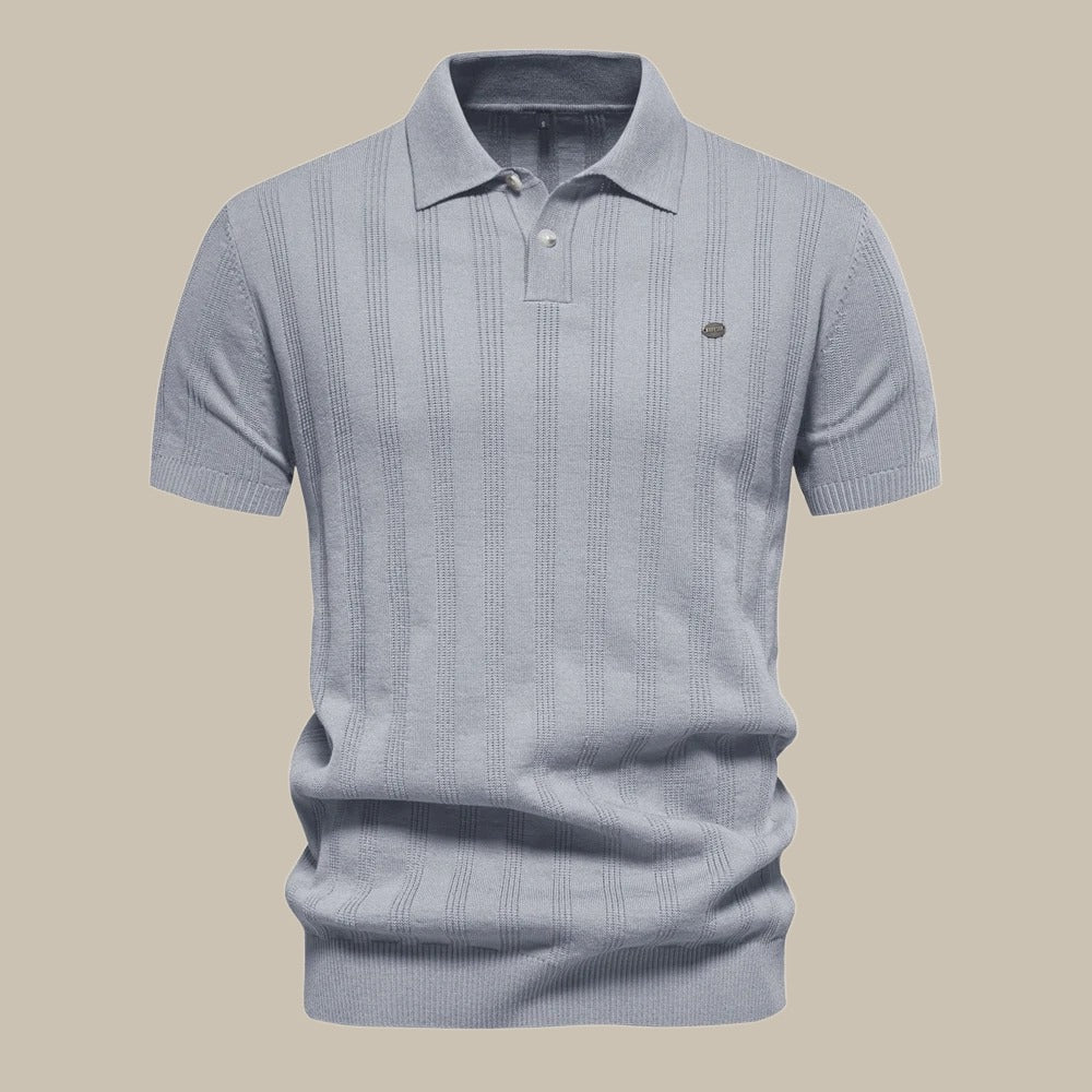 Men's Short-Sleeved Polo Shirt – Classic Collar with Button Placket Design